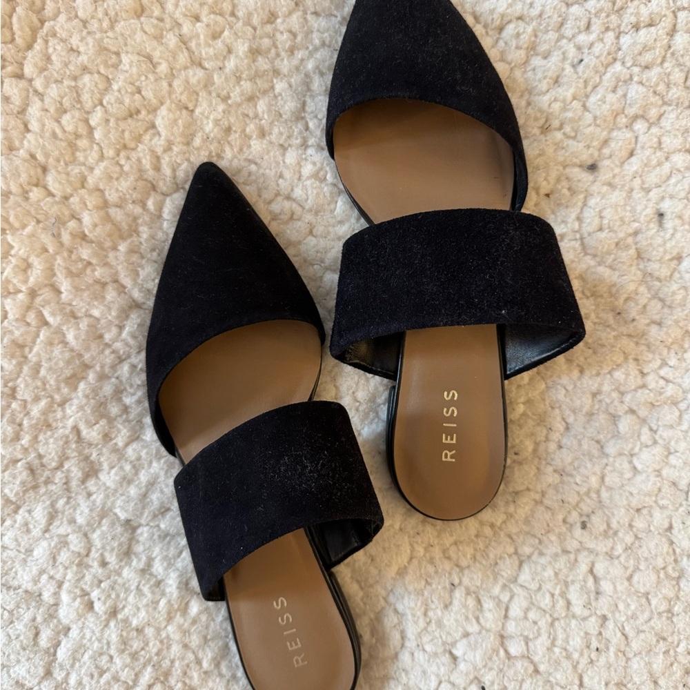 Reiss Black Suede Women's Mules/Flats NWOT